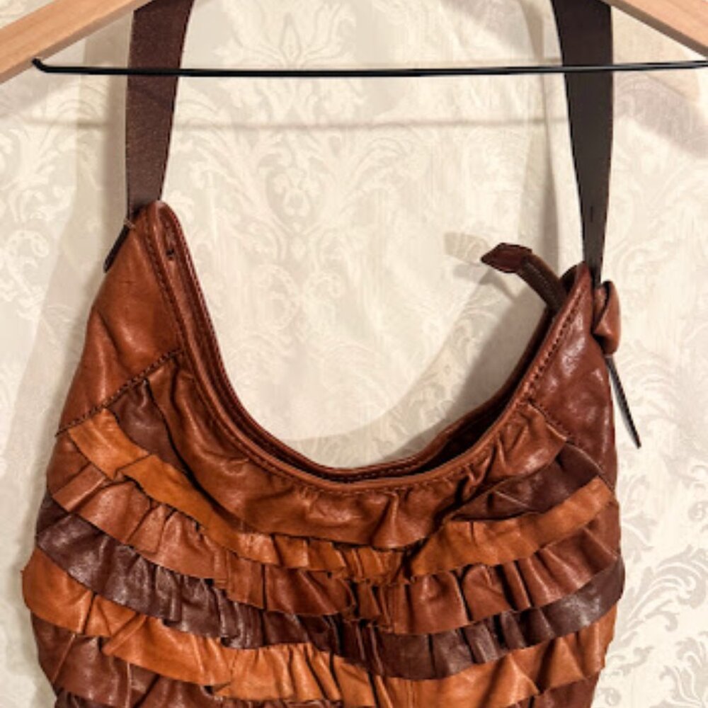 Lucky Brand Ruffled Crossbody Bag in Brown and Tan - Picture 6 of 10